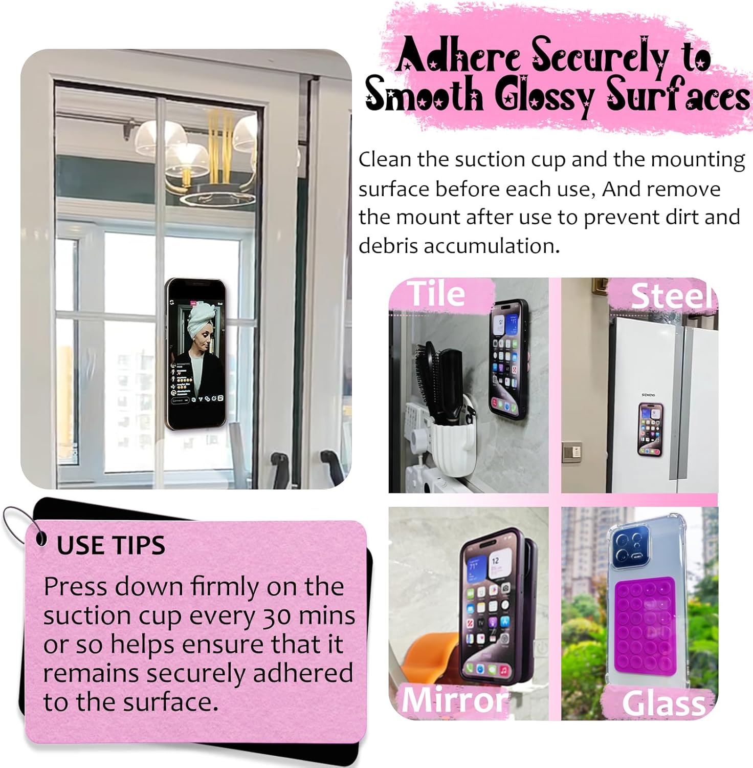 Anteel Silicone Suction Phone Case Mount, Silicon Adhesive Phone Acces