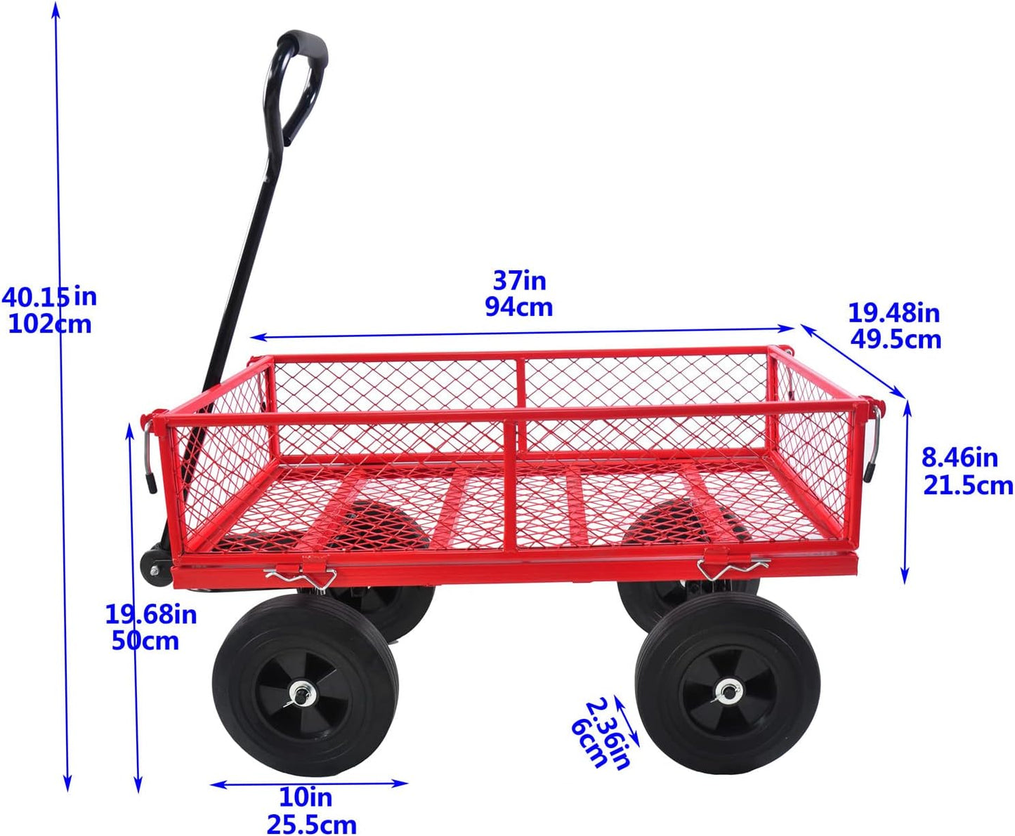 Garden Cart Outdoor Utility Wagon with Solid Wheels Beach Wagon,All Terrain Cargo Wagon with 280lbs Weight Capacity for Beach Garden Kids Children (Green2) (Red2)