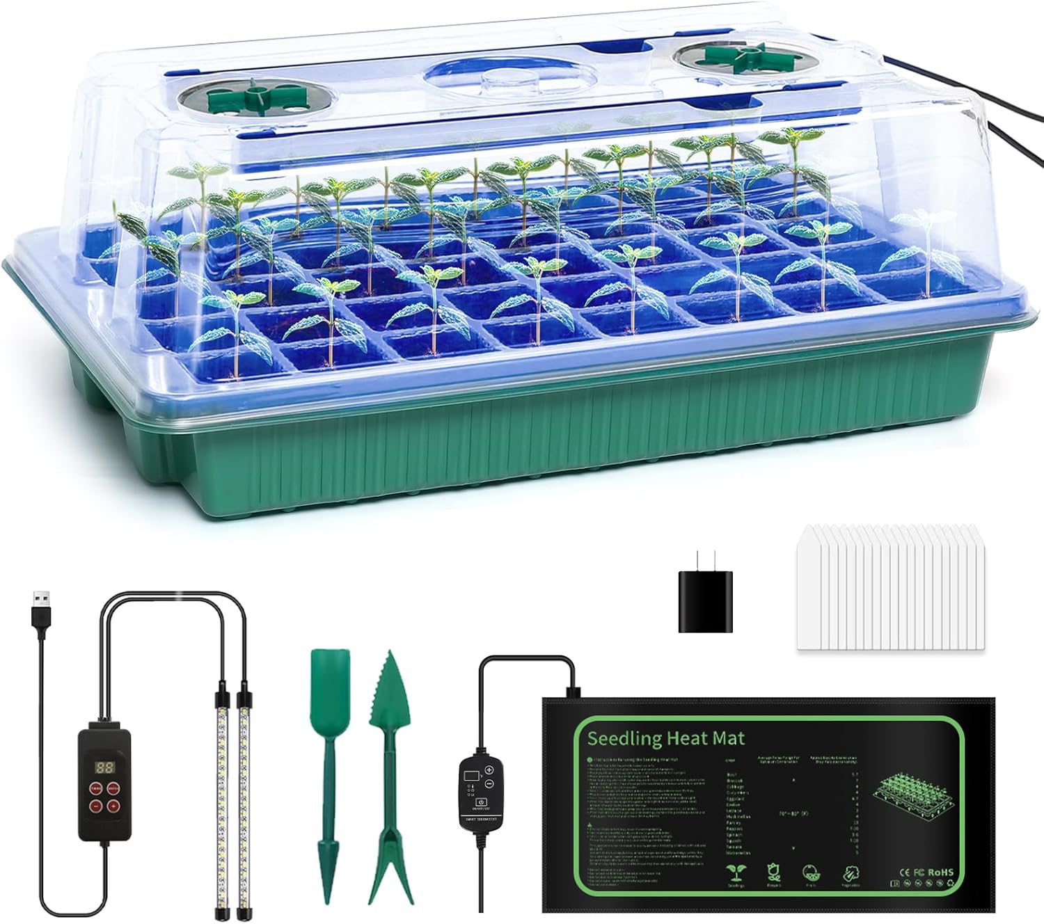 joyhalo 40 Cell Seed Starter Kit with Grow Light and Graphene Heating 