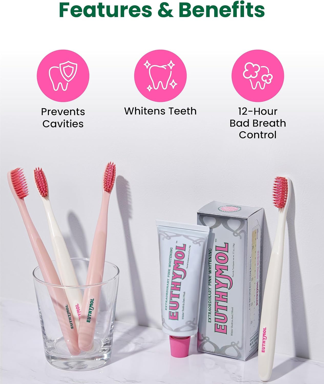 EUTHYMOL Whitening Toothpaste (3.7fl oz) - Stain Removal in 2 Weeks, L