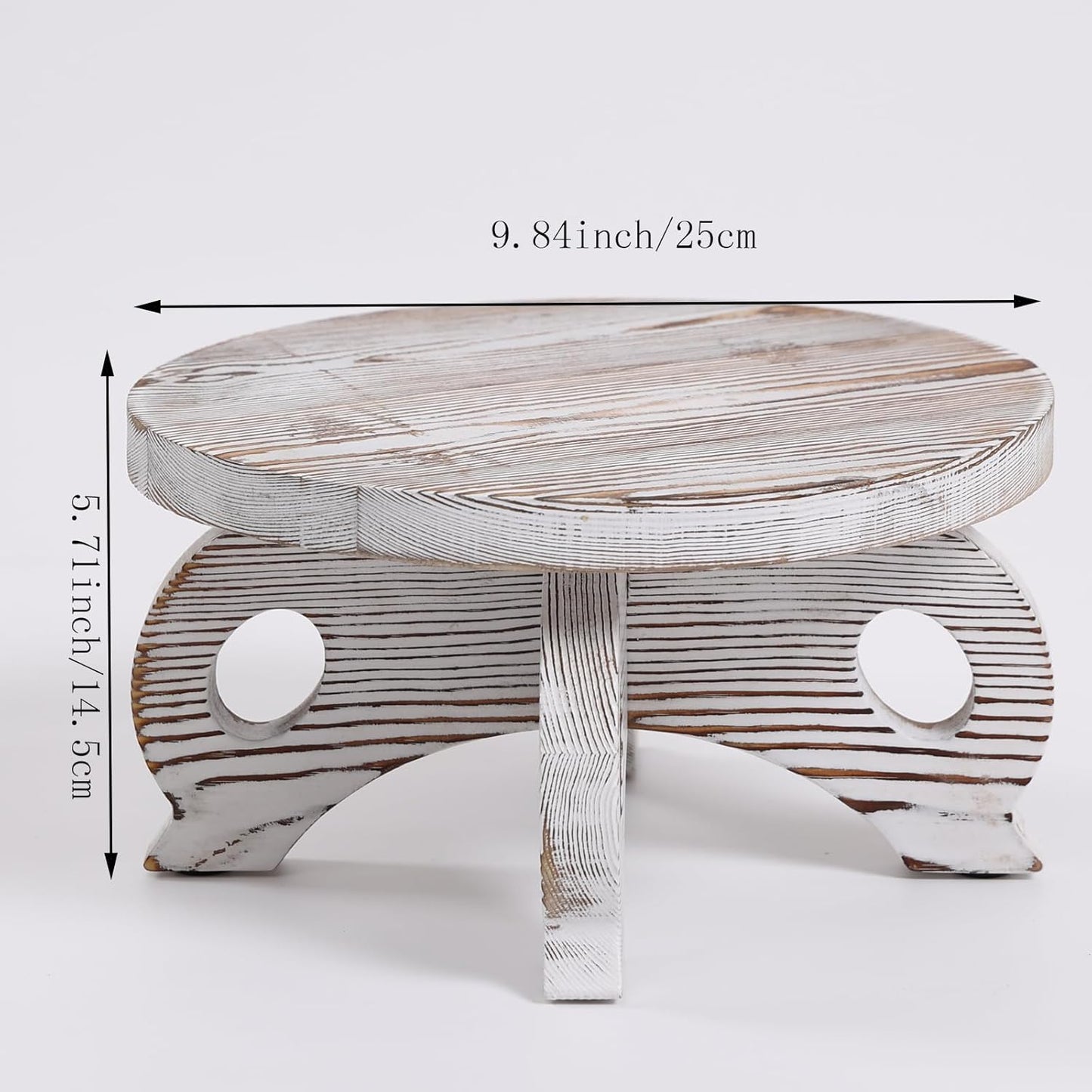 White Wooden Plant Stands Indoor Riser Round Display Stands Farmhouse Display Stool Flower Holder Pedestal Board Pine