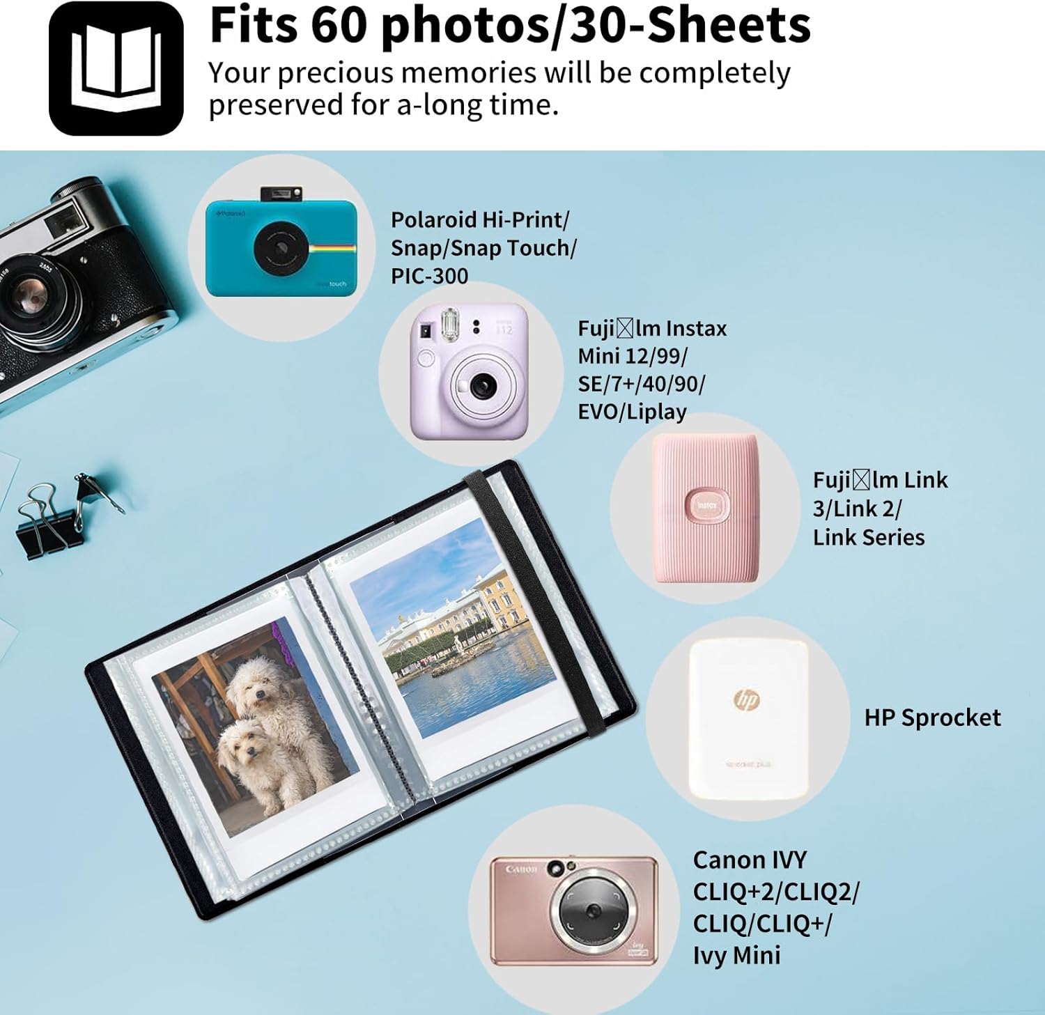 Mini Photo Album for 2x3 Pictures, Garden Gnomes Portable Pocket Size 