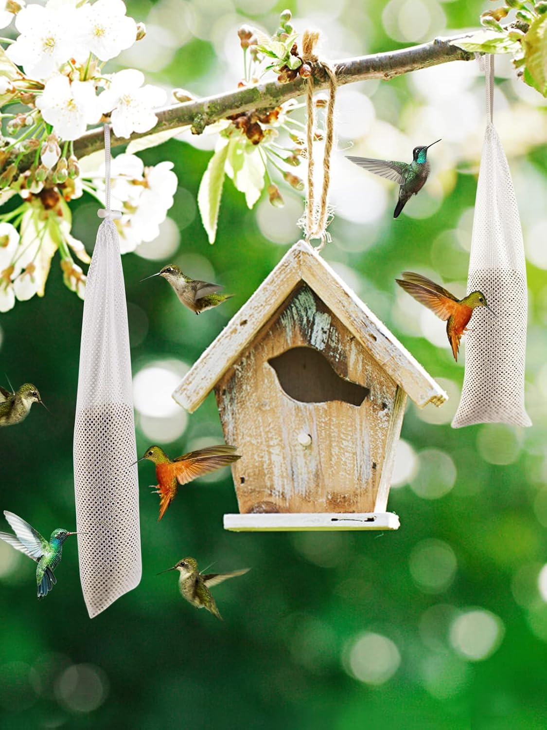 6 Pcs Finch Sock Feeder for Outdoor - Durable Thistle Seed Feeder Sack