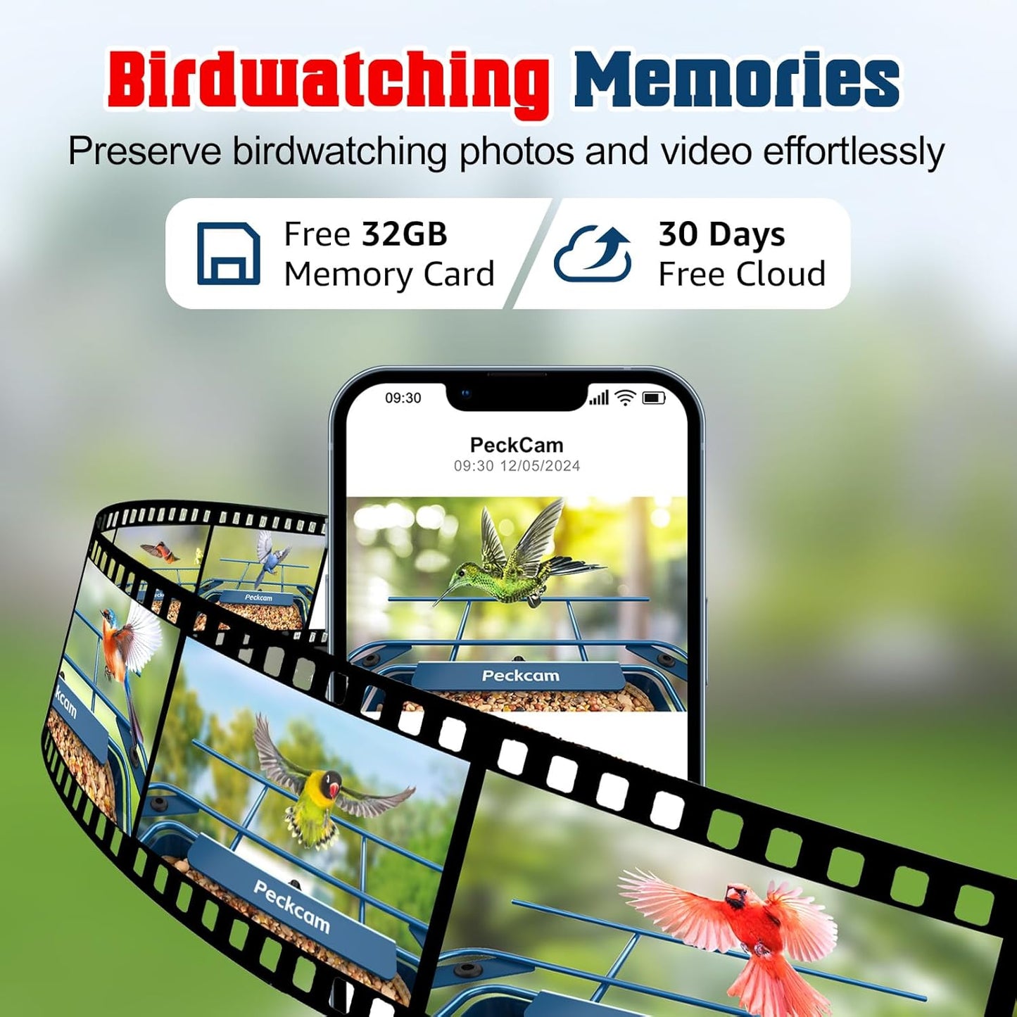 PeckCam® Bird Feeder with Camera, AI Identify 10000+ Birds, 2K HD Vide