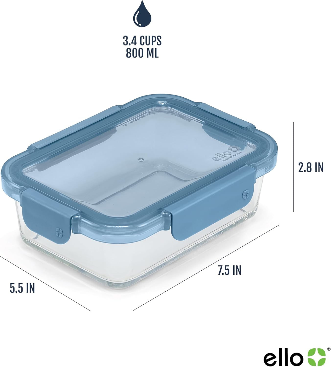 Ello Color Lock 3.4 Cup 10PC, 5 Pack Glass Meal Prep Sets Leak-Proof G