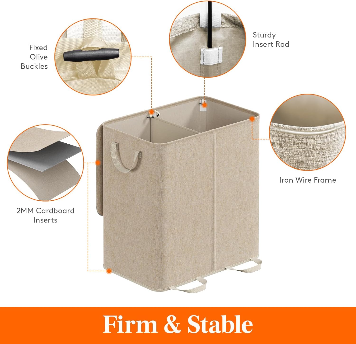 Lifewit Double Laundry Hamper with Lid and Removable Laundry Bags, Lar