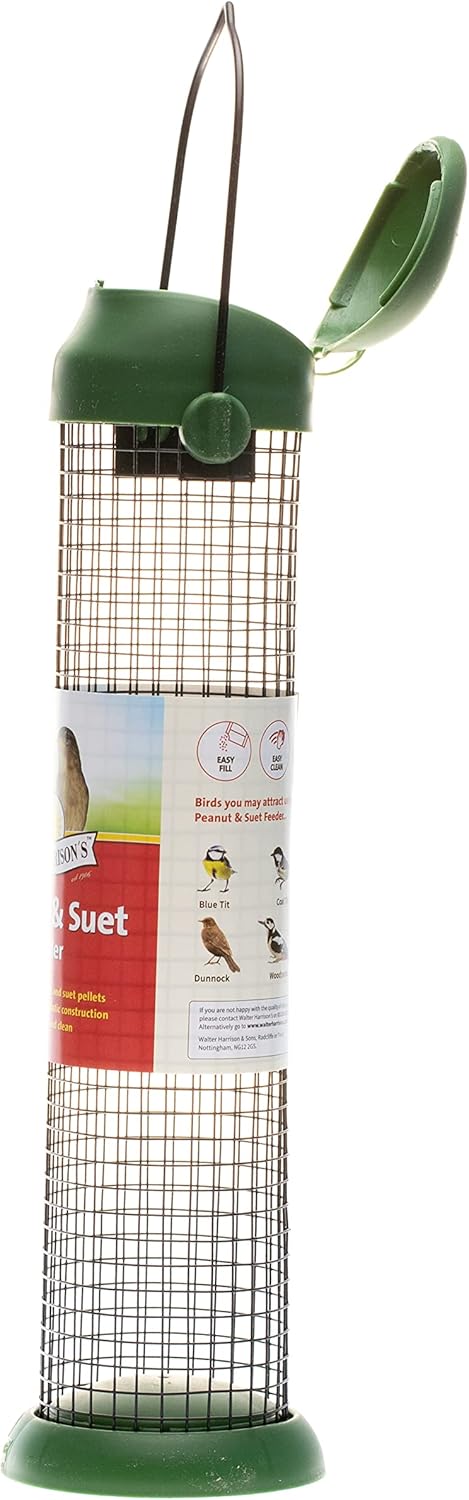 Walter Harrison's Wild Bird Flip Top Green Hanging Peanut Feeder - Lar