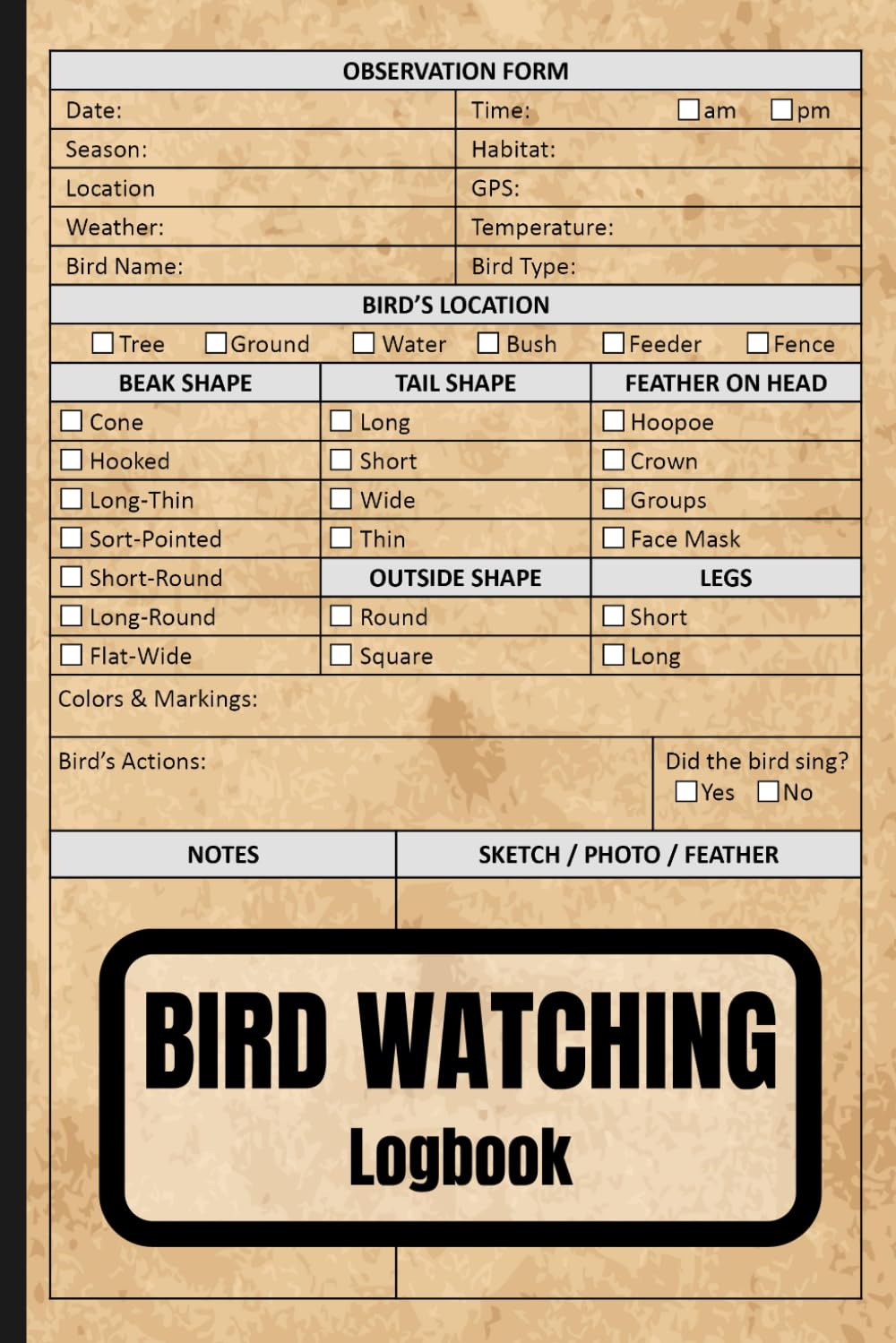 Bird Watching Logbook: Discover and Document 140 Bird Species in This 