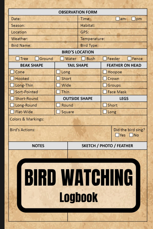 Bird Watching Logbook: Discover and Document 140 Bird Species in This 