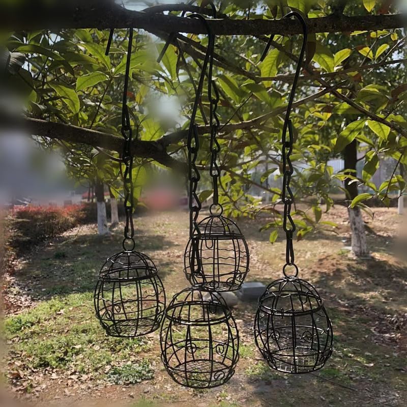 2pcs Wild Bird Feeder - Outdoor Garden Wild Metal Feeders Bird Feeder Patio Hanging 9.5 Inch for Garden Yard Outside Decoration Cute Shape attracts Birds