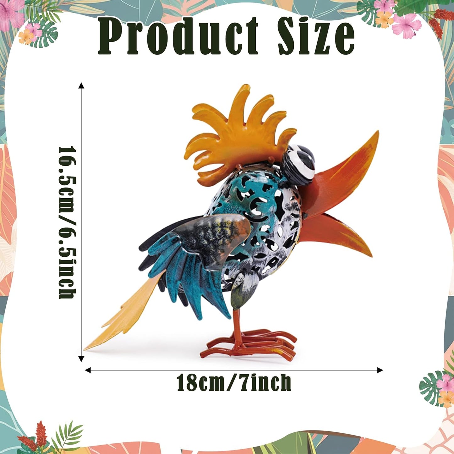 Bird Sculpture Yard Decor - Funny Open Mouth Big Eyes Metal Birds Stat
