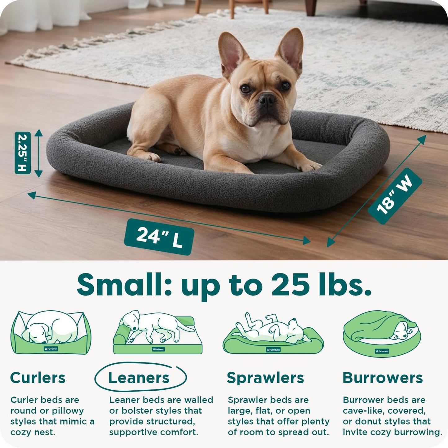 Furhaven Dog Bed for Small Dogs & Indoor Cats, 100% Washable, Sized to
