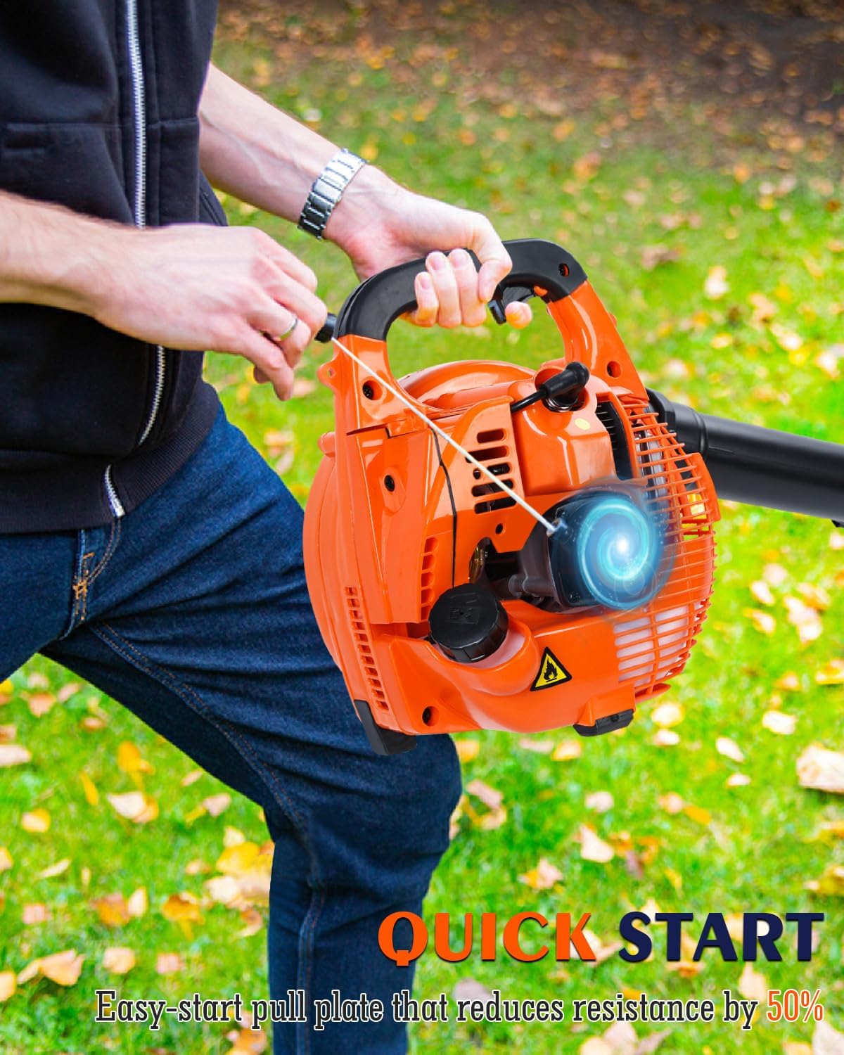 Gas Leaf Blower 26cc Handheld, Powerful 2-Cycle Engine, 180 MPH 380 CF