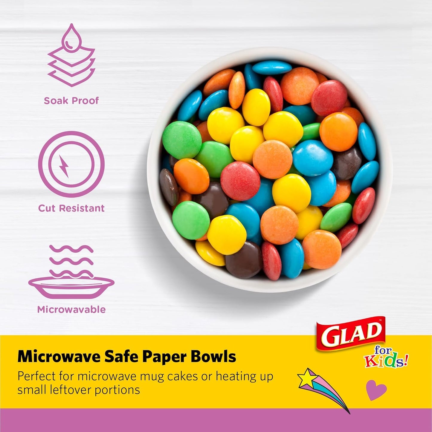 Glad for Kids Unicorns Paper Snack Bowls, Disposable Paper Bowls for Kids Snacks and Parties, Sturdy Microwave Safe Bowls for Everyday Use and Easy Cleanup, 12 Oz, 20 Count