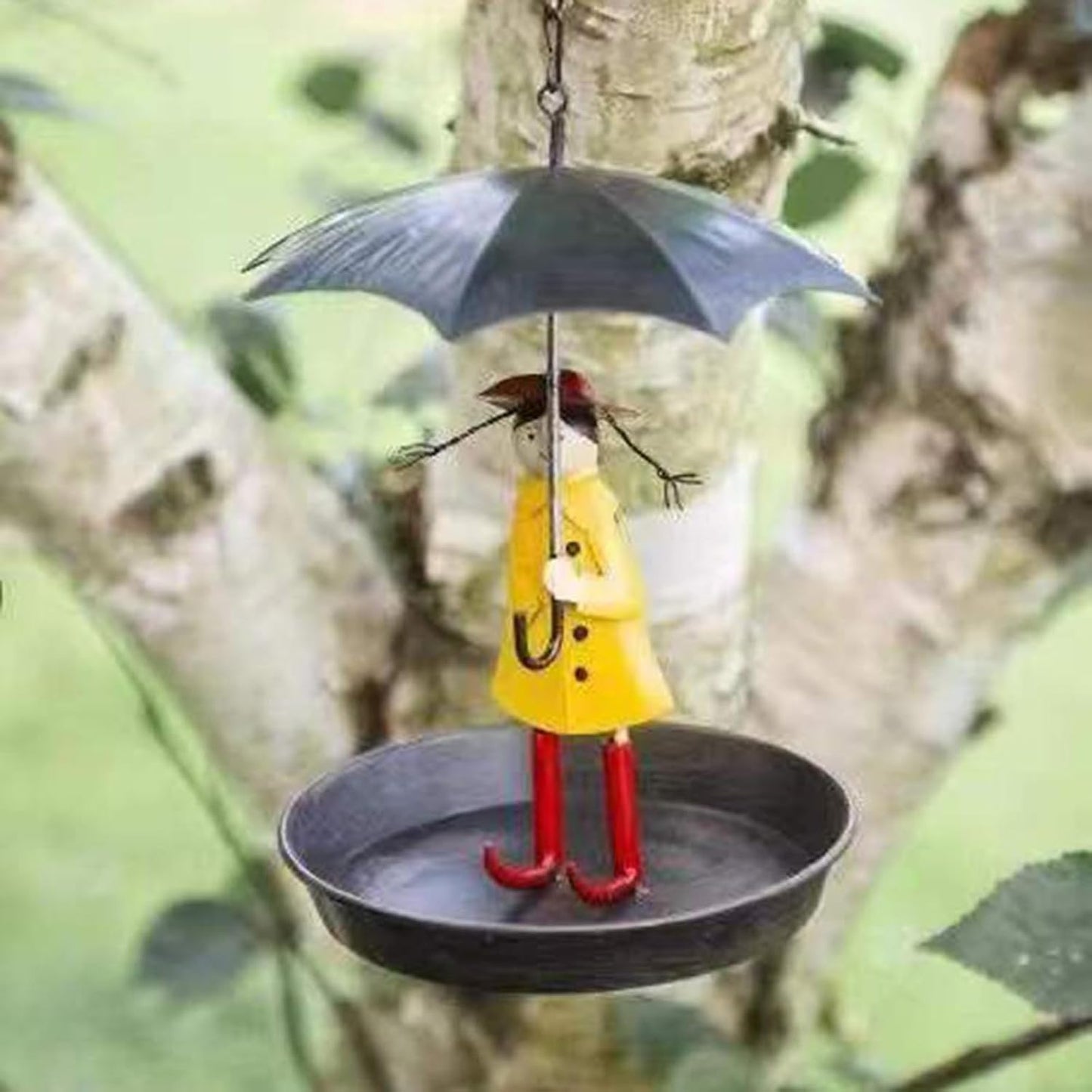 Bird Feeders for Outdoors Hanging, Metal Hanging Chain Girl Hummingbird Feeders Tray Outside for Bird Bath Umbrella for Garden Yard Decoration
