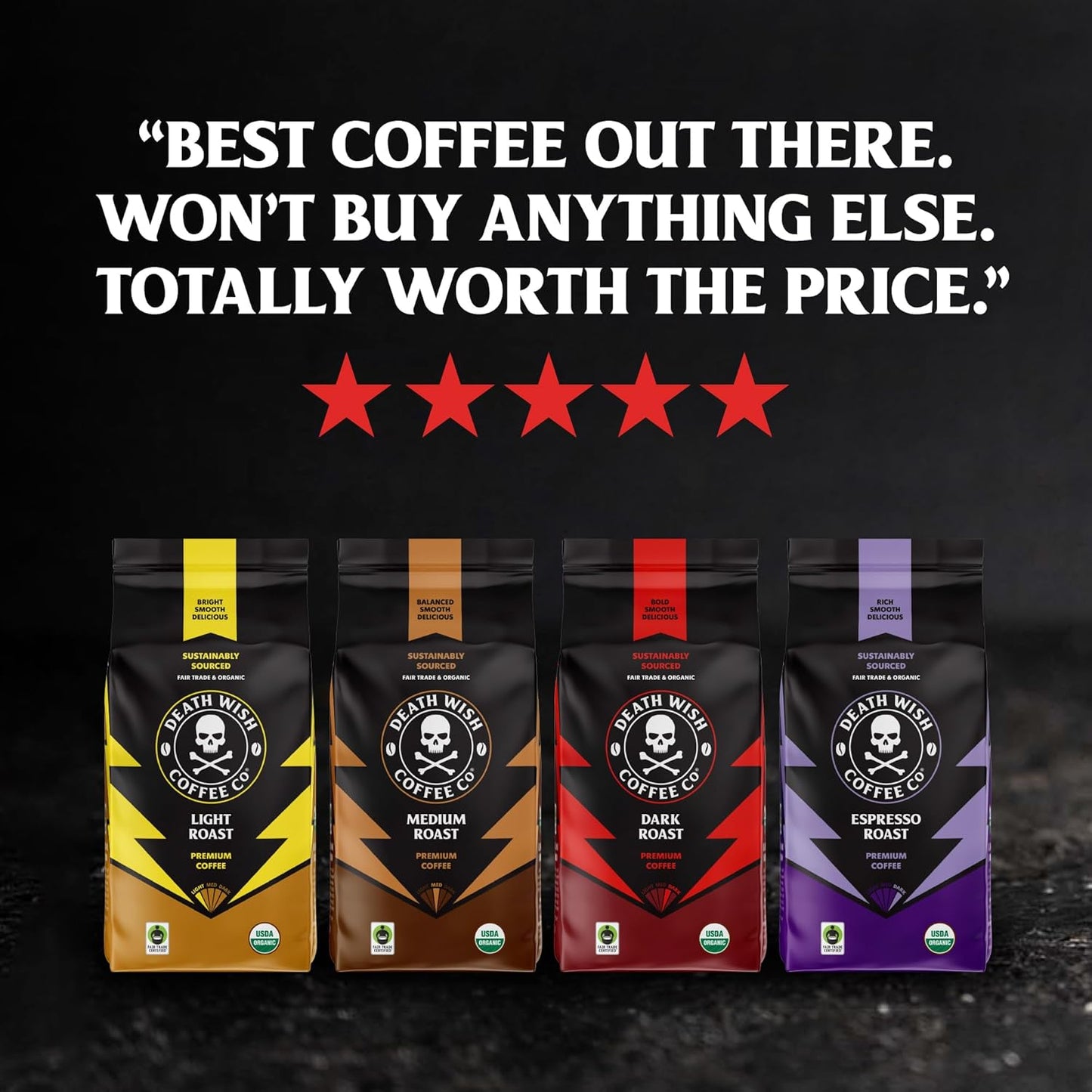 Death Wish Coffee, Organic and Fair Trade Dark Roast Whole Bean Coffee