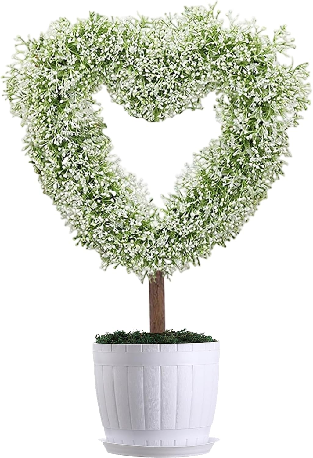 Valentine’s Plant - Decorative Heart Shaped Topiary | Faux Flower Garden Stake with Lightweight Design & Weather Resistant Construction for Farmhouse Decor, Patio, Planter Pots, Garden Parties and Out