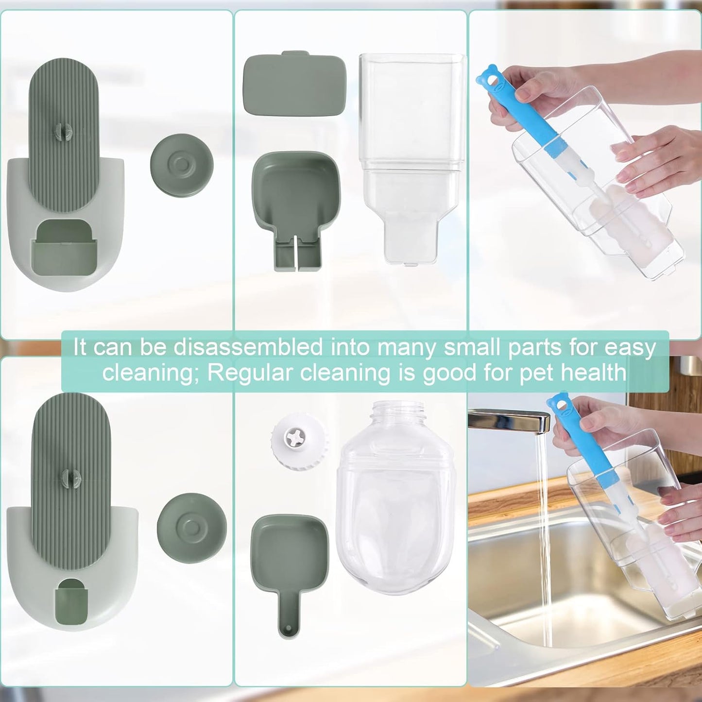 Hanging Automatic Food and Water Dispenser, Gravity Rabbit Feeder Set,