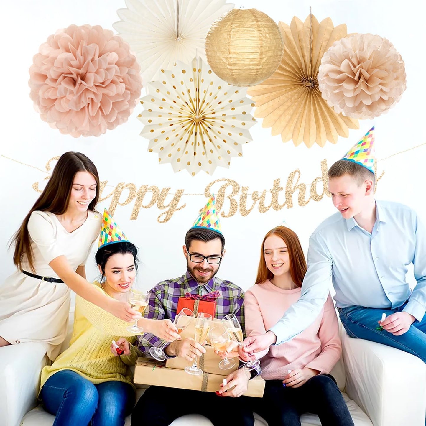 Champagne-Gold Beige Fall Boho Birthday Party-Decorations - 21pcs Autu