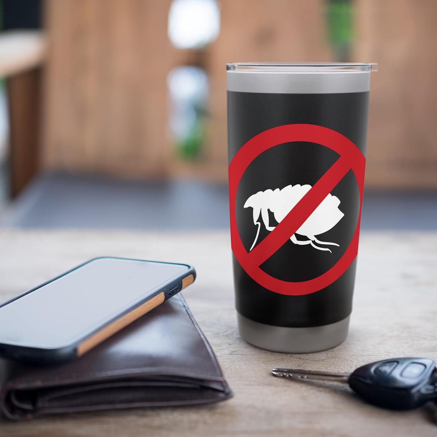 Pest Control Flea Sign Gag Halloween Gift No Fleas Allowed Stainless Steel Insulated Tumbler