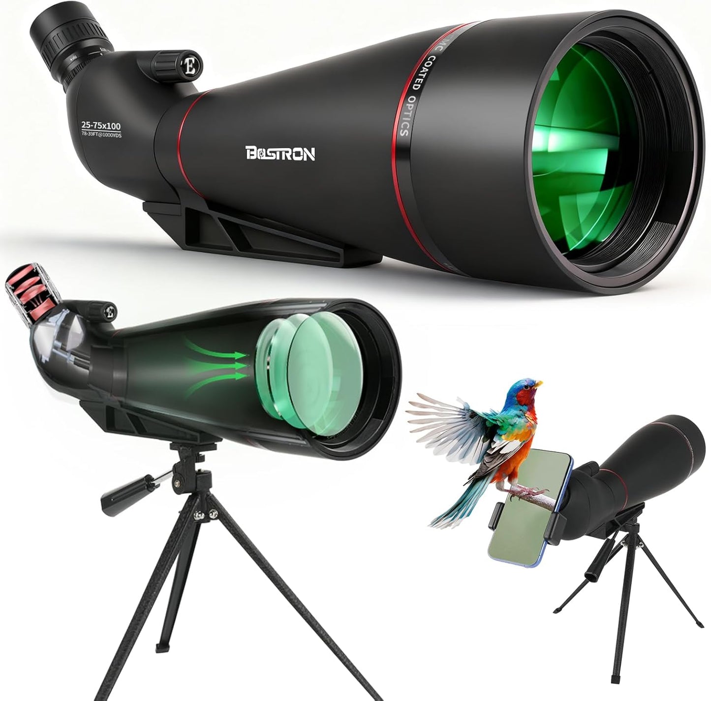 Spotting Scope, 25-75x100 Angled Spotting Scopes for Target Shooting w
