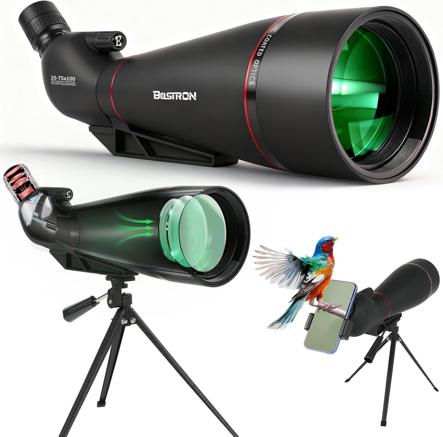Spotting Scope, 25-75x100 Angled Spotting Scopes for Target Shooting w