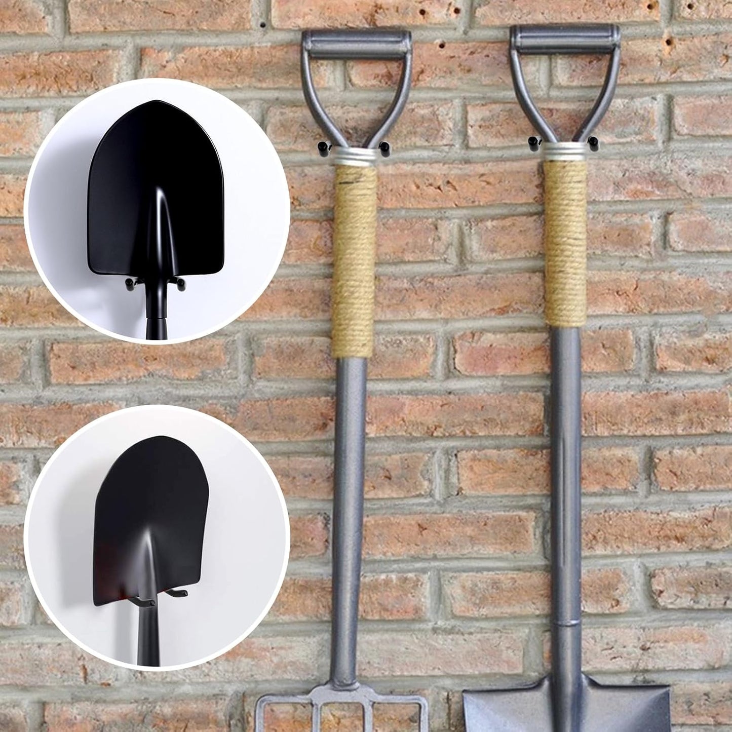 4PCS Screw in U Shaped Hook, Wall Mount Garage Storage Organizer Hanger U Hooks with Box for Hanging Garden Tools, Black
