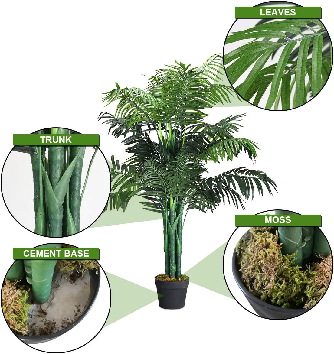 Goplus Artificial Palm Tree, 3.5 Feet Tall Potted Fake Greenery Tropical Plant, Faux Floor Tree for Indoor Outdoor Home Living Room Decor