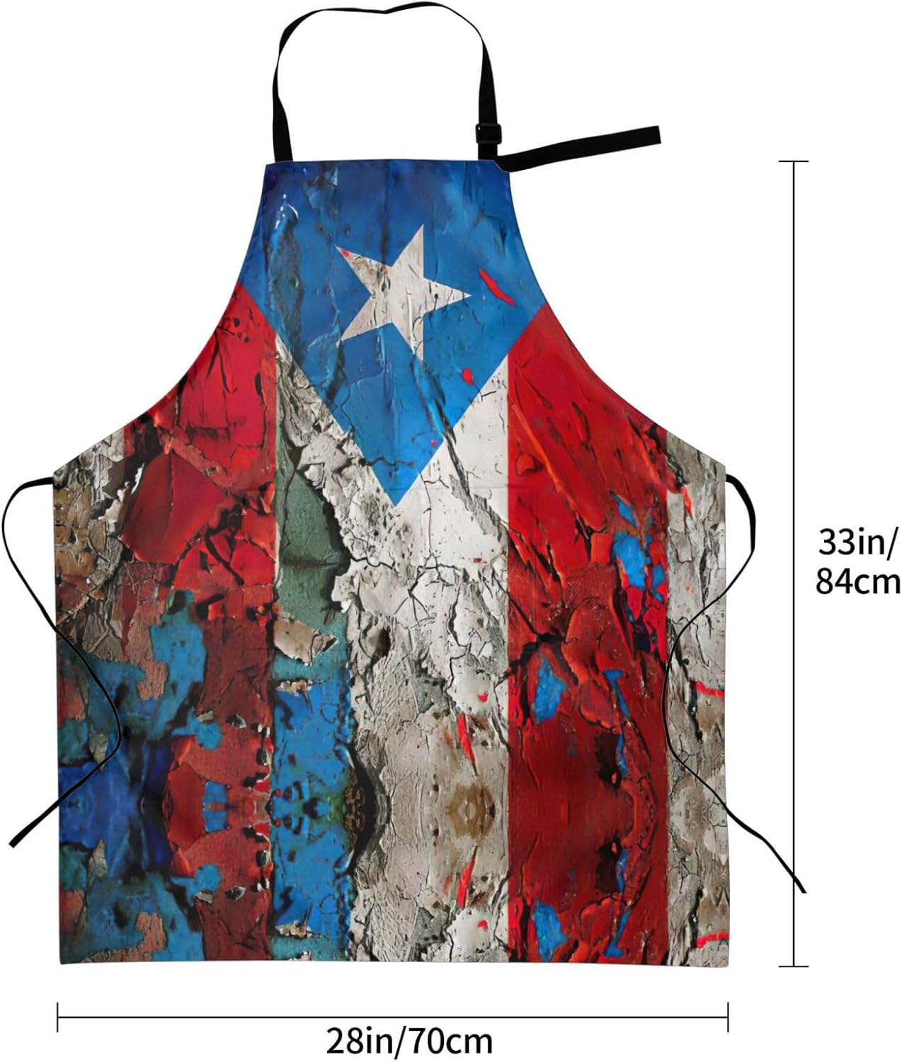 puerto rico wallpaper flag print Waterproof chef's apron with pocket apron for kitchen cooking baking barbecue and gardening