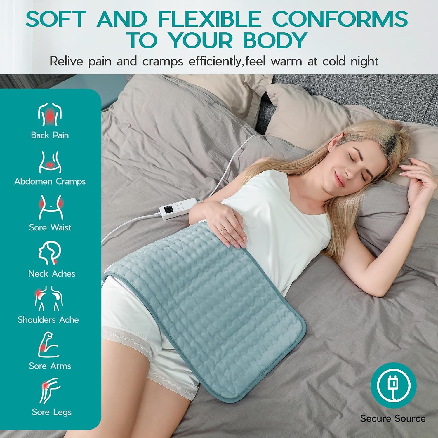 Heating Pad for Period Cramps, Heating Pad for Back/Neck/Shoulder Musc