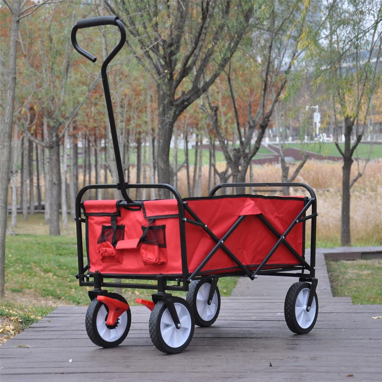 Folding Wagon Cart Collapsible Outdoor Utility Wagon with All Terrain 