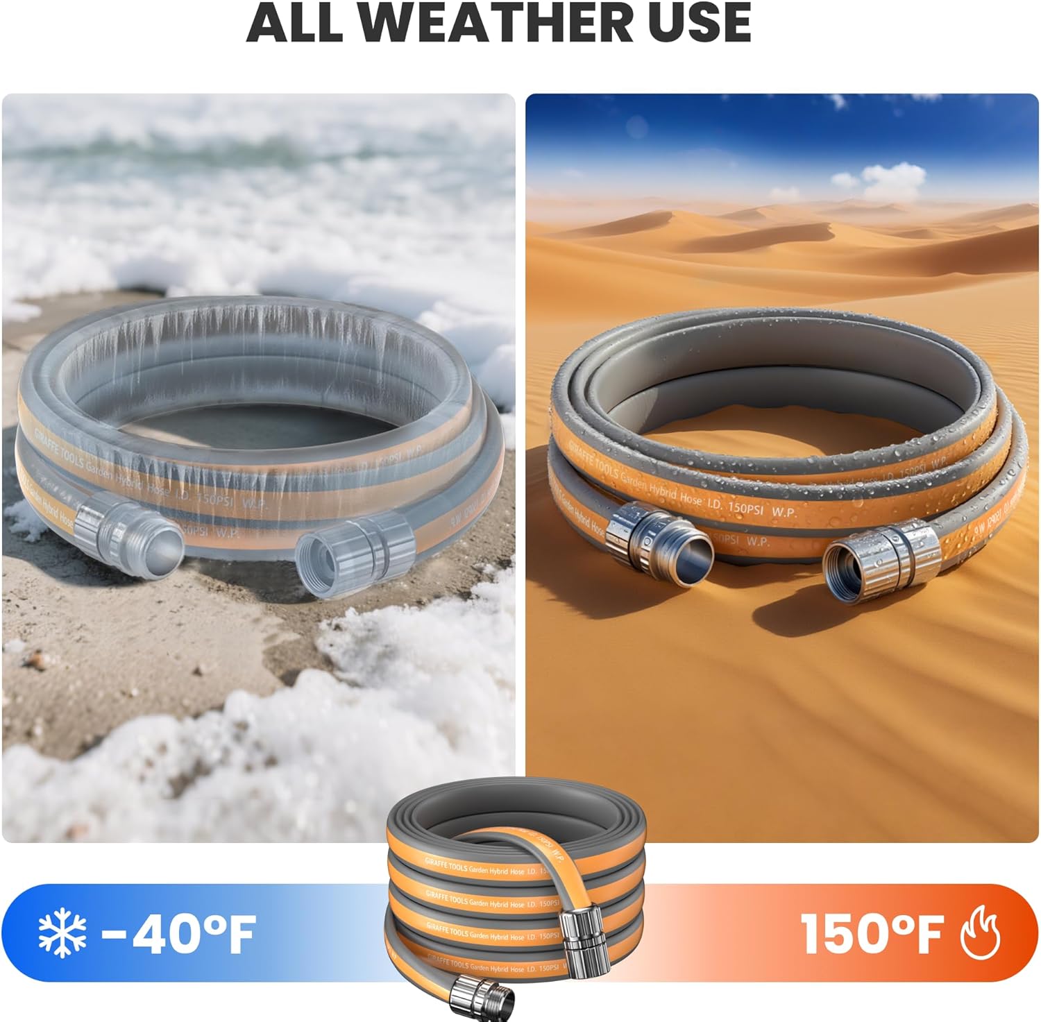Giraffe Tools 25FT Garden Hose, 5/8" Lightweight Lay Flat Water Hose, 