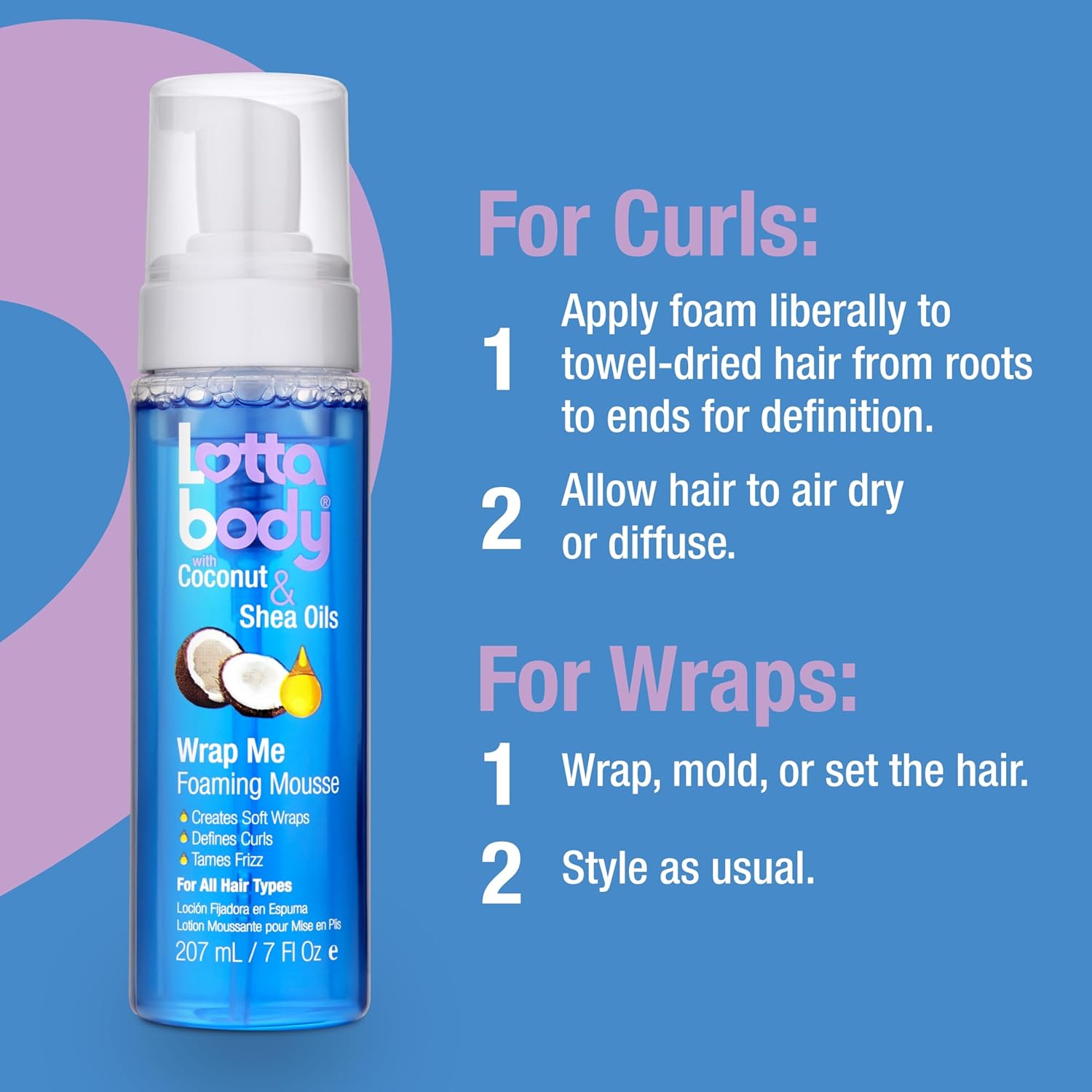 Lottabody Coconut Oil and Shea Wrap Me Foaming Curl Mousse , Creates S
