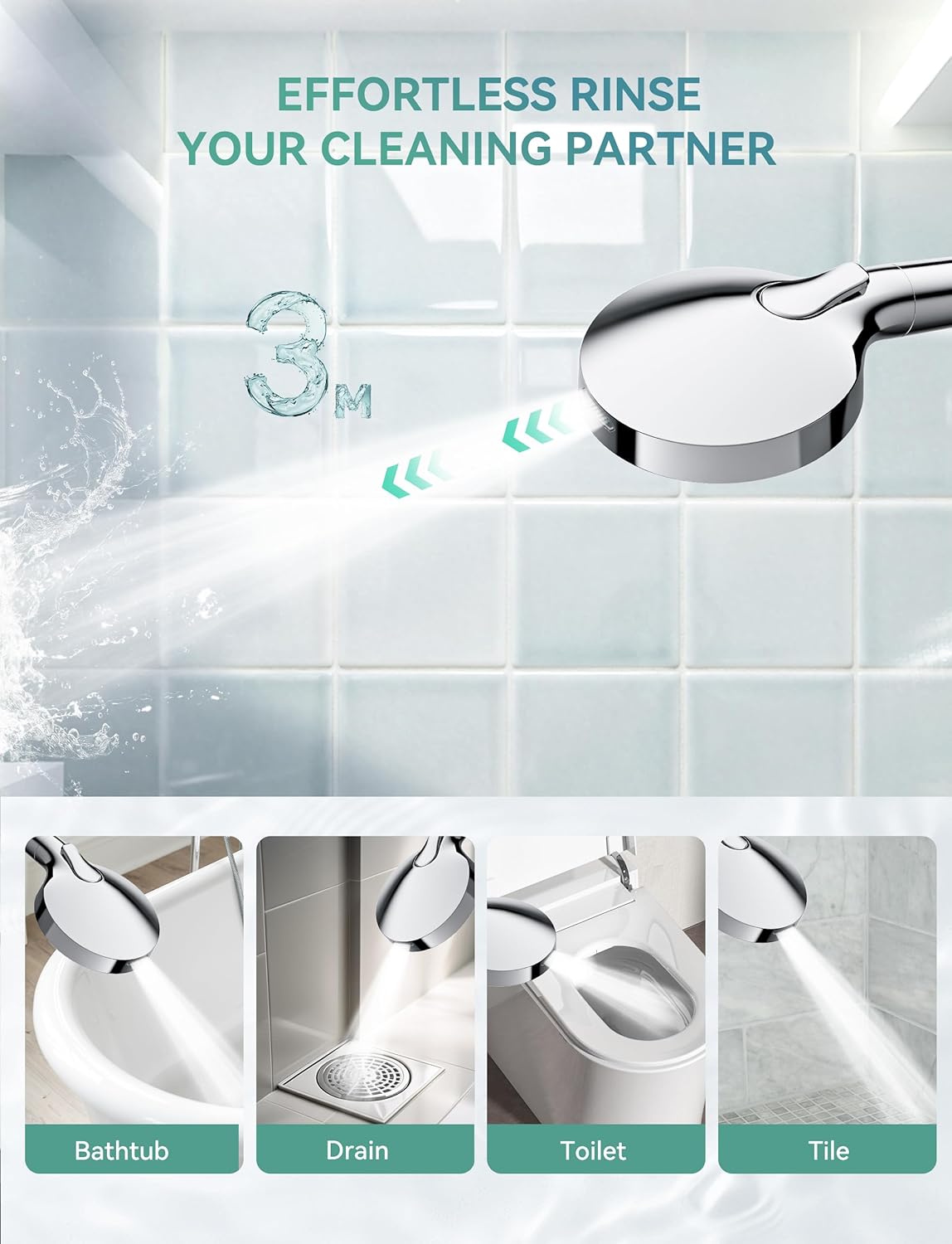 Filtered Shower Head with Handheld, High Pressure 10-Spd Detachable Chrome Showerhead with Stainless Hose, Water Softener Filter Beads for Hard Water - Remove Chlorine, Reduce Dry Itchy Skin