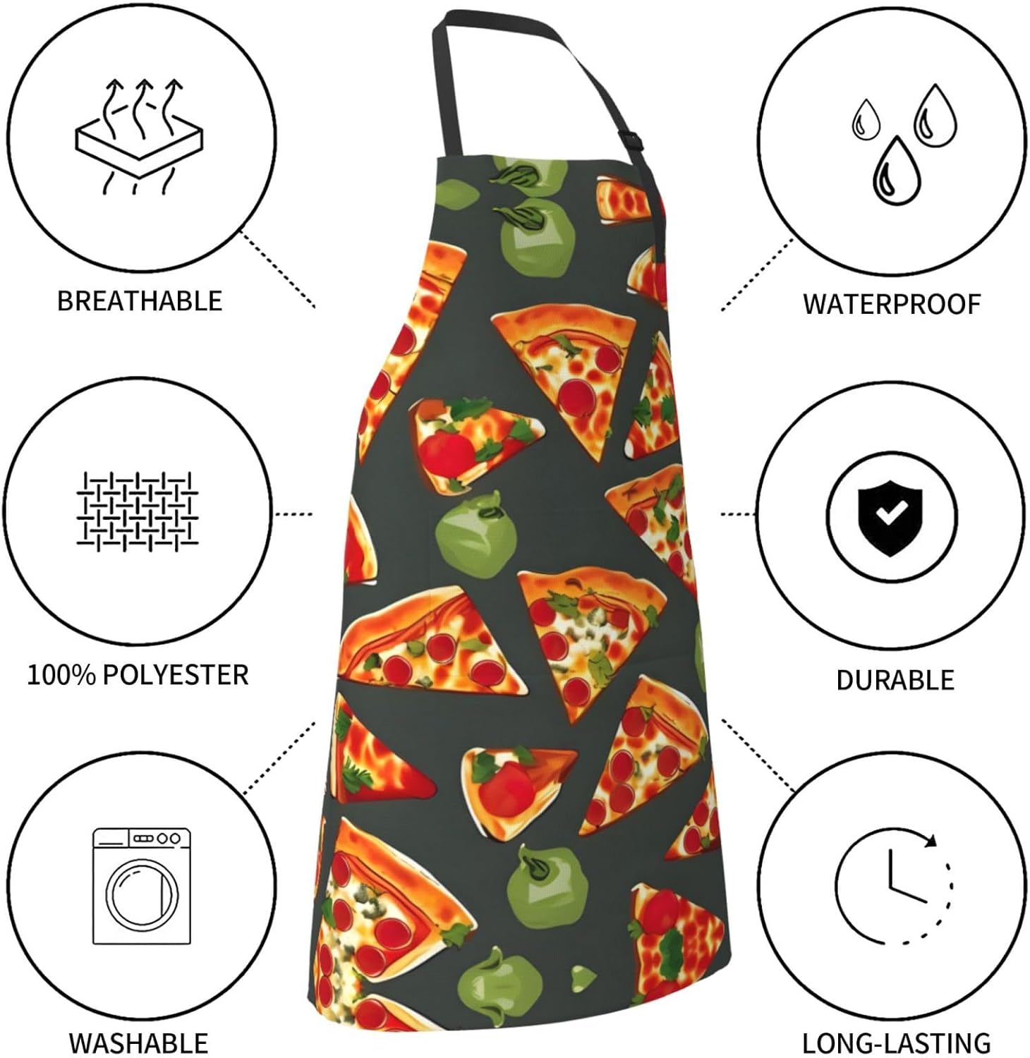 Pizza Pattern print Waterproof chef's apron with pocket apron for kitc