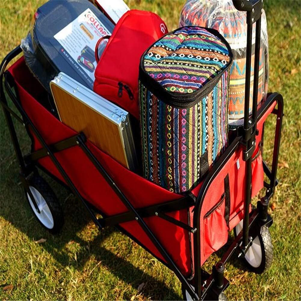 Beach Trolley,Collapsible Folding Outdoor Utility Wagon for Camping Beach Sports Foldable Wagon Trolley Cart with Wheels Garden Shopping Carts(Red)(Red)/Red