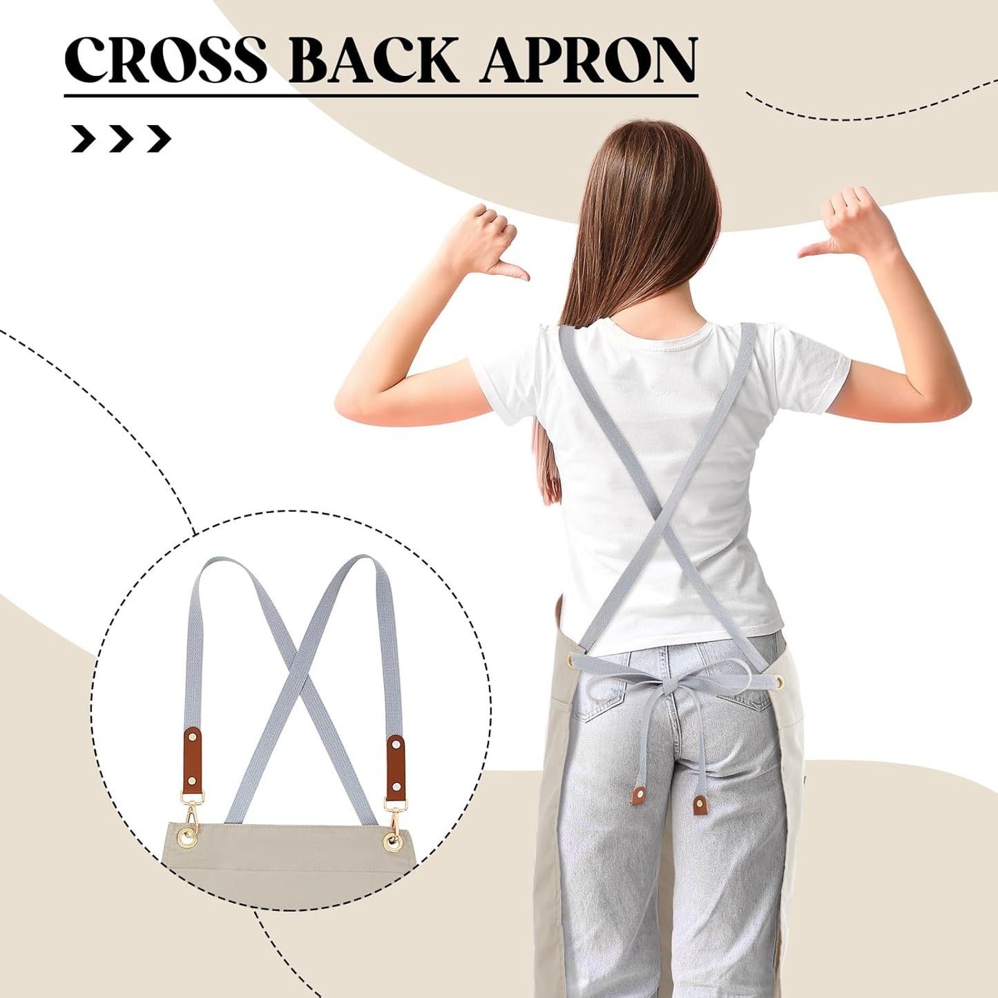 Crossback Pottery Apron Split Leg with Large Pocket Canvas Apron with Adjustable Strap for Art Garden Nail Tech Hairstylist