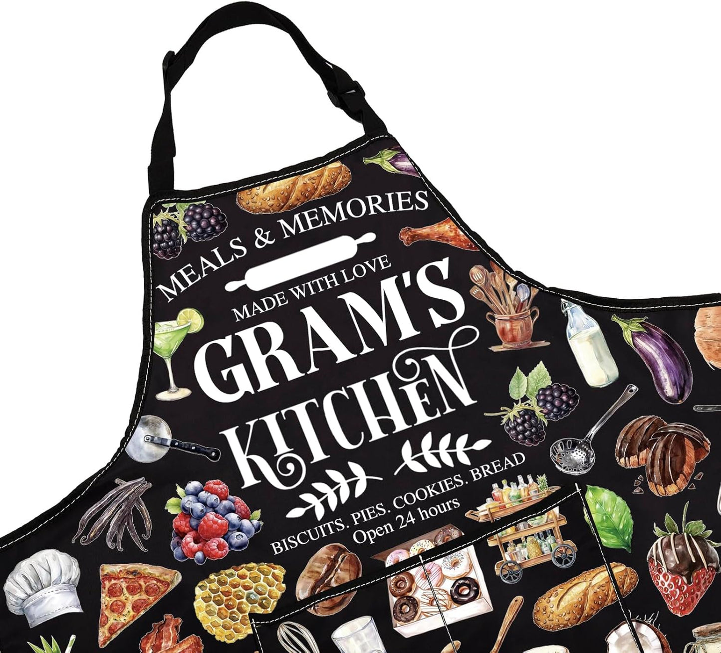 WCGXKO Gram’s Kitchen Apron Grandmother Birthday Gift Best Gram Ever Merch Mother’s Day Gift for Grandma