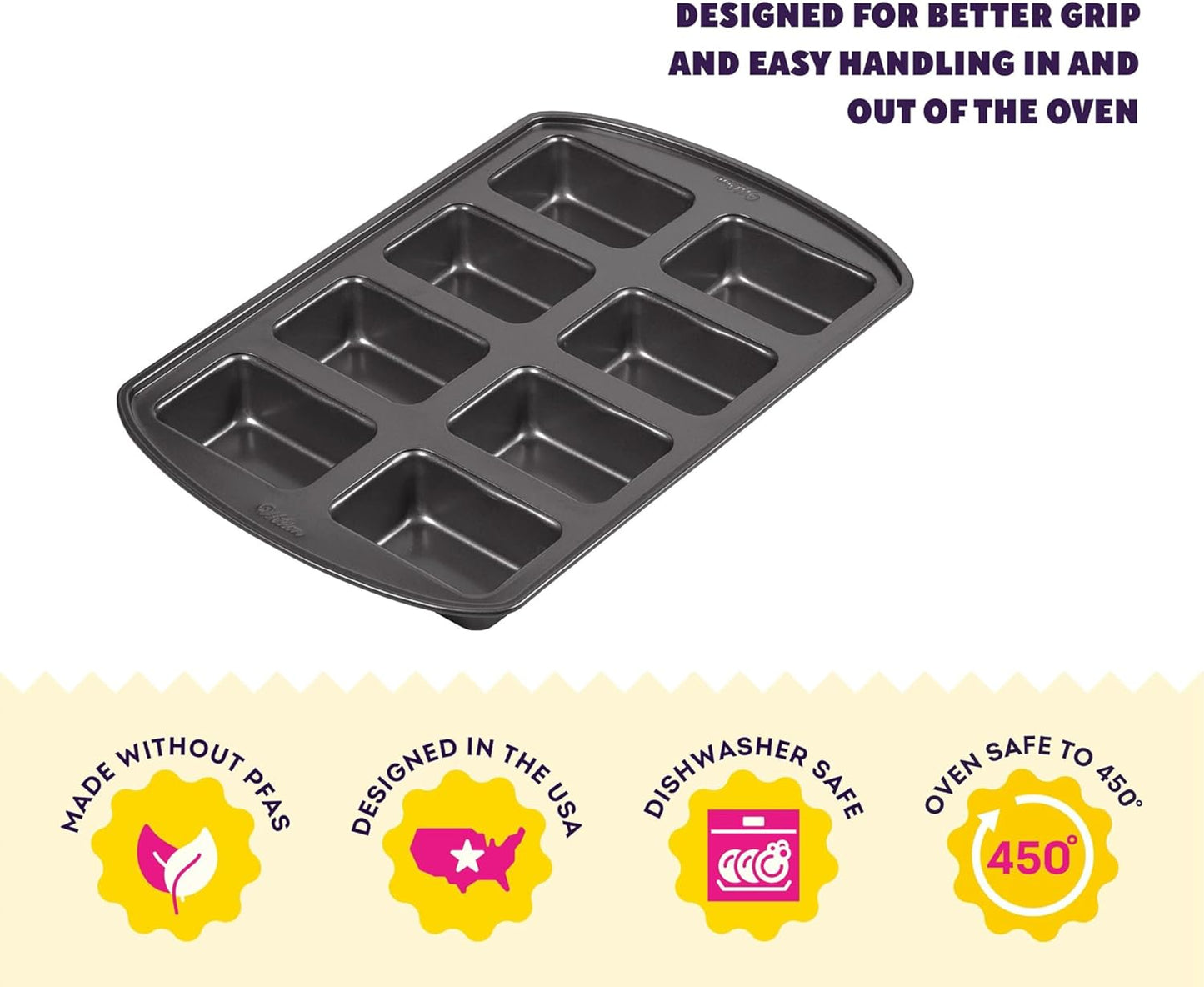 Wilton Gold Non-Stick Mini Loaf Pan, Cold-Rolled Steel Bakeware, Made 