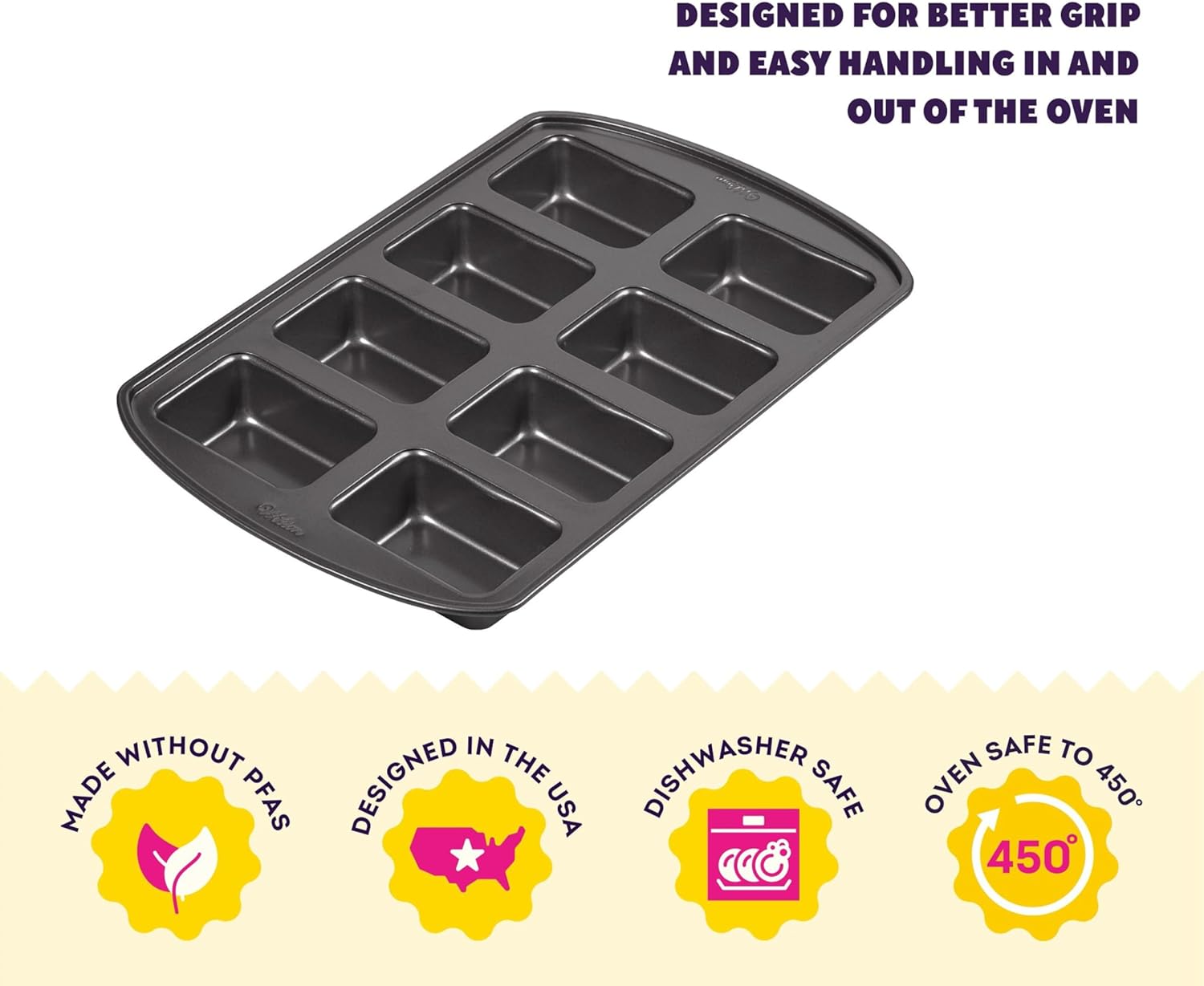 Wilton Gold Non-Stick Mini Loaf Pan, Cold-Rolled Steel Bakeware, Made 