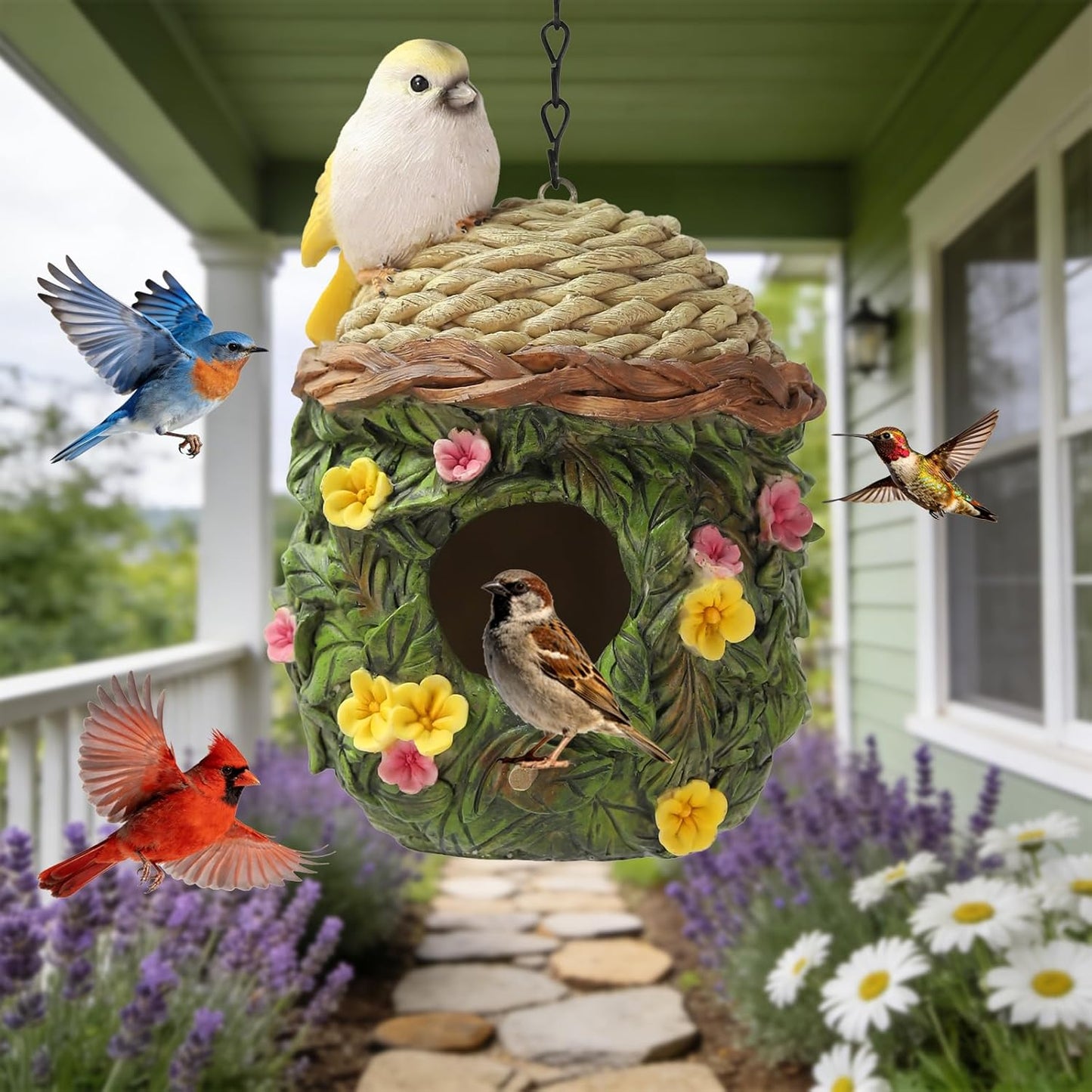 Bird Houses for Outside Bird Nesting Design Resin Birdhouse, Garden Ou