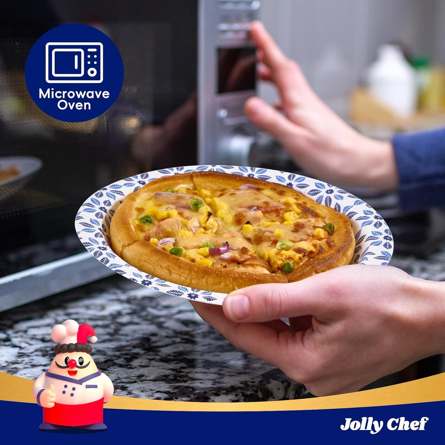 JOLLY CHEF 10 inch Disposable Paper Plates 140 Count, Soak Proof, Cut Proof, Heavy Duty Paper Plates for Everyday Use
