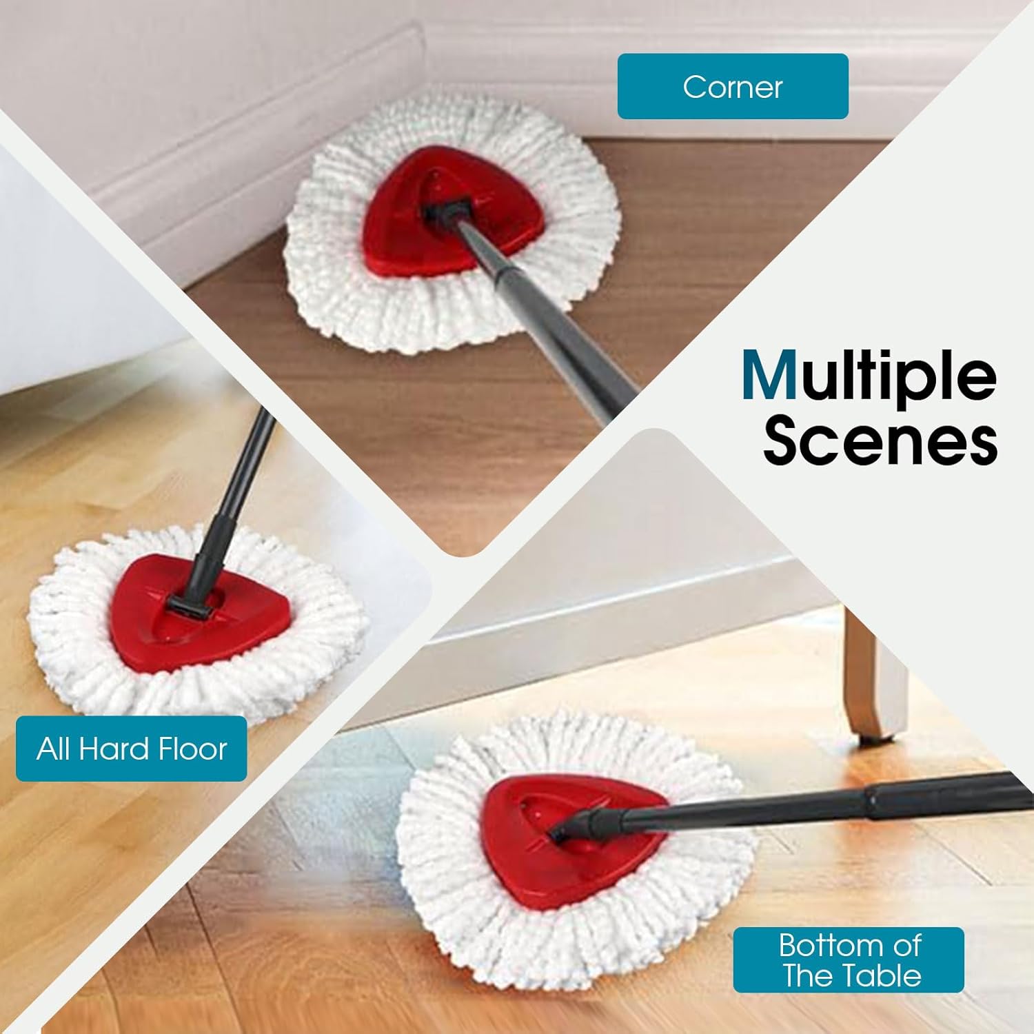 4 Pack Mop Head Replacement Compatible with O Cedar Triangle Swivel Mo