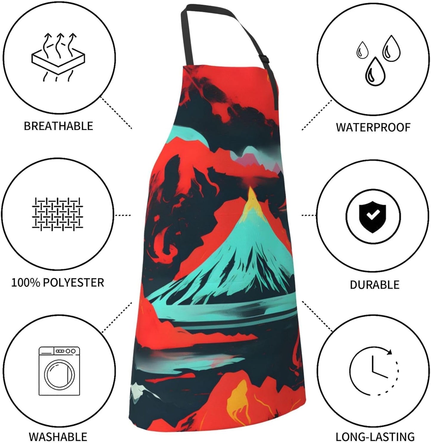 YANYU Volcano Bloom Print 28x33 In Kitchen Apron Stylish Chef Apron with Pockets for Cooking Baking Painting