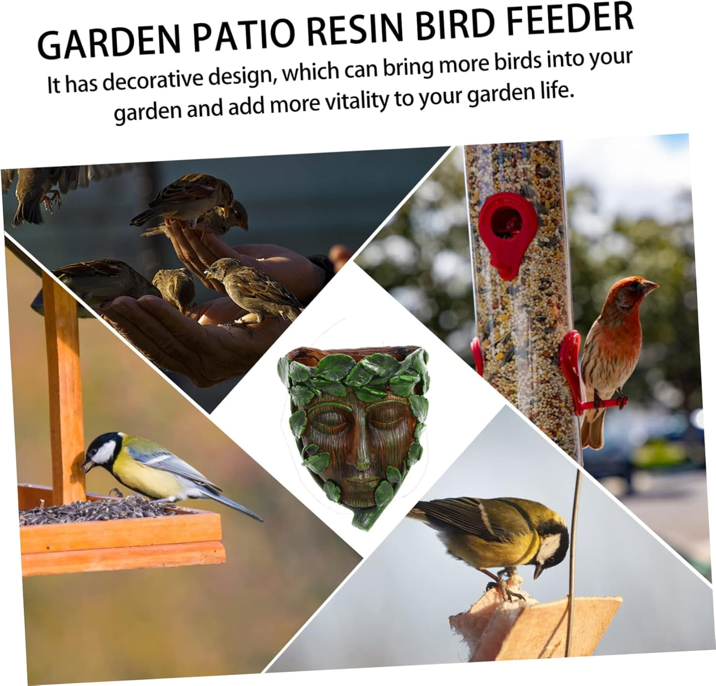 Milisten Outdoor Bird Feeder Tree Face Sculpture Resin Garden Decorati