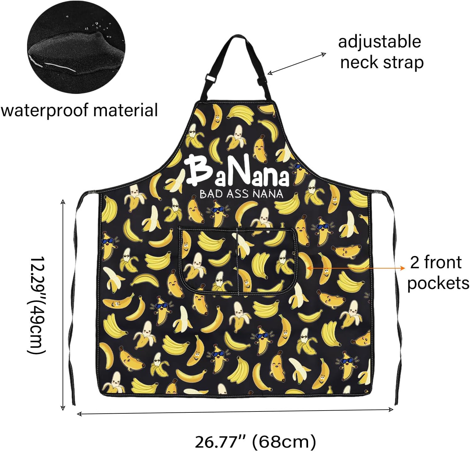 WCGXKO Banana Bad Ass Nana Kitchen Apron Nana Banana Gift Best Nana Ev