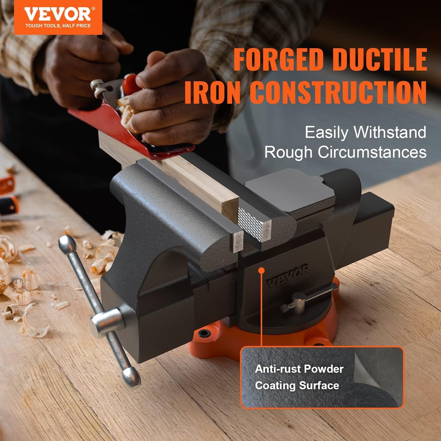 VEVOR Bench Vise, 6-inch Jaw Width 5.9-inch Jaw Opening, 360-Degree Sw