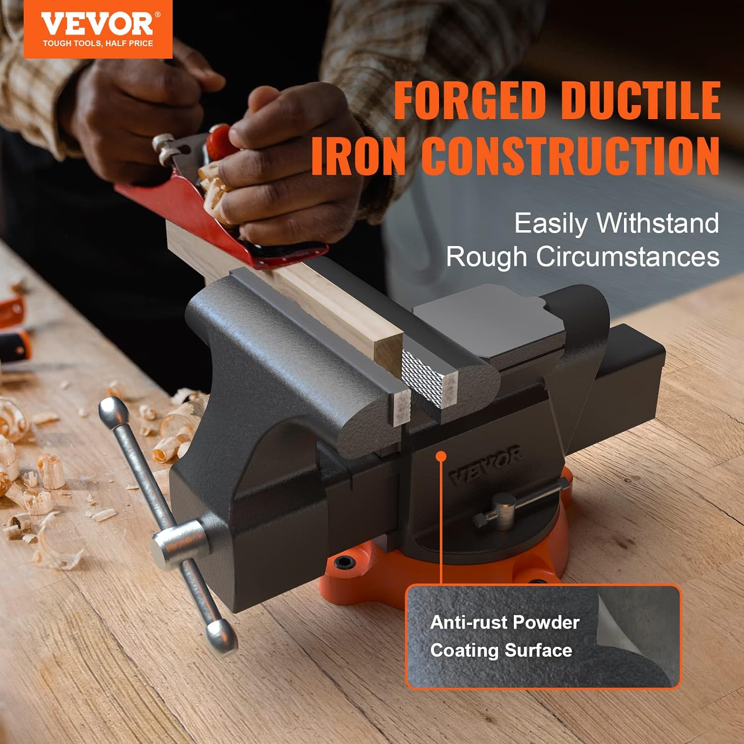 VEVOR Bench Vise, 6-inch Jaw Width 5.9-inch Jaw Opening, 360-Degree Sw