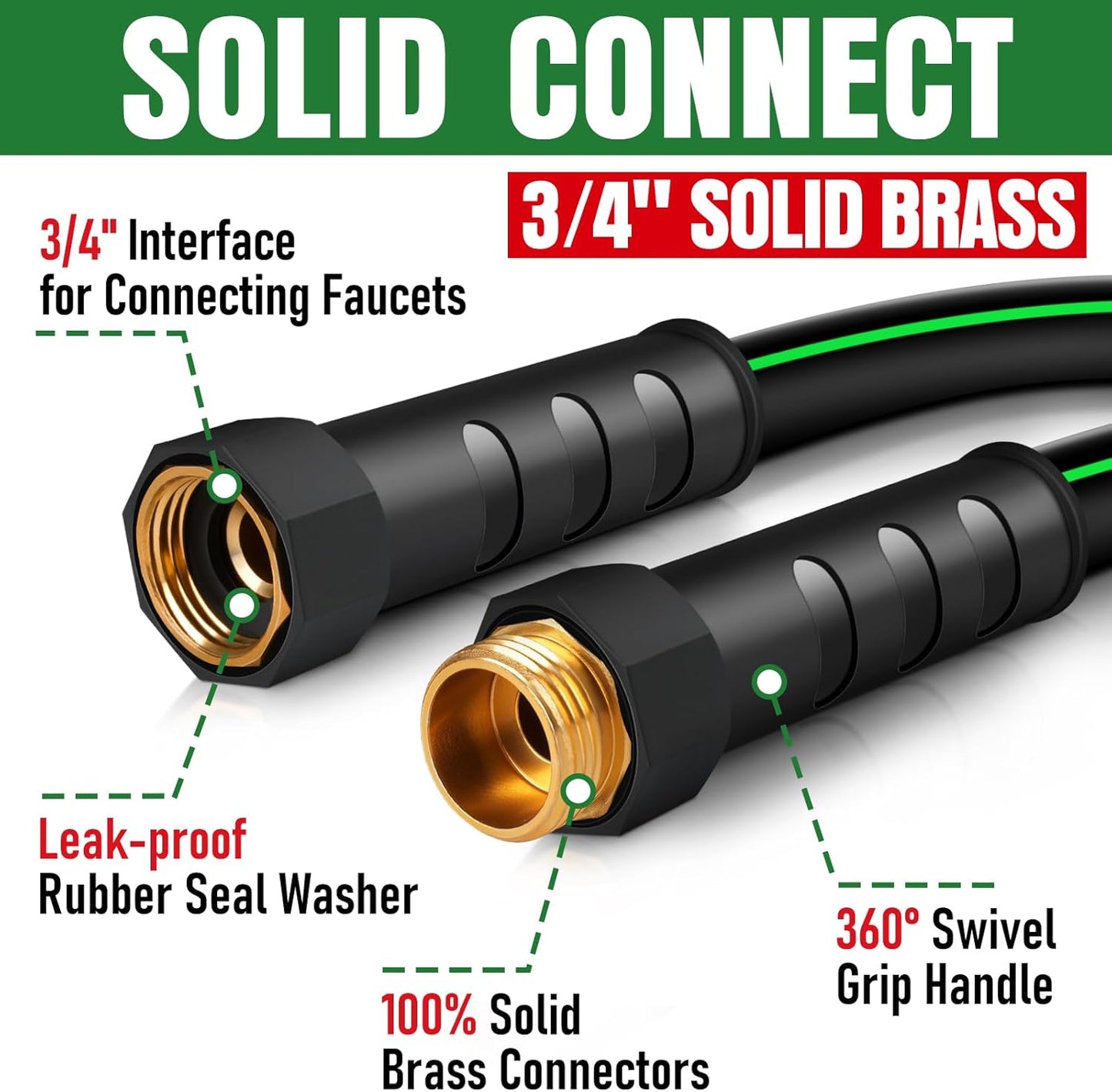 Heavy Duty Garden Hose 25ft, NON-EXPANDABLE Flexible Water Hose, Kink 