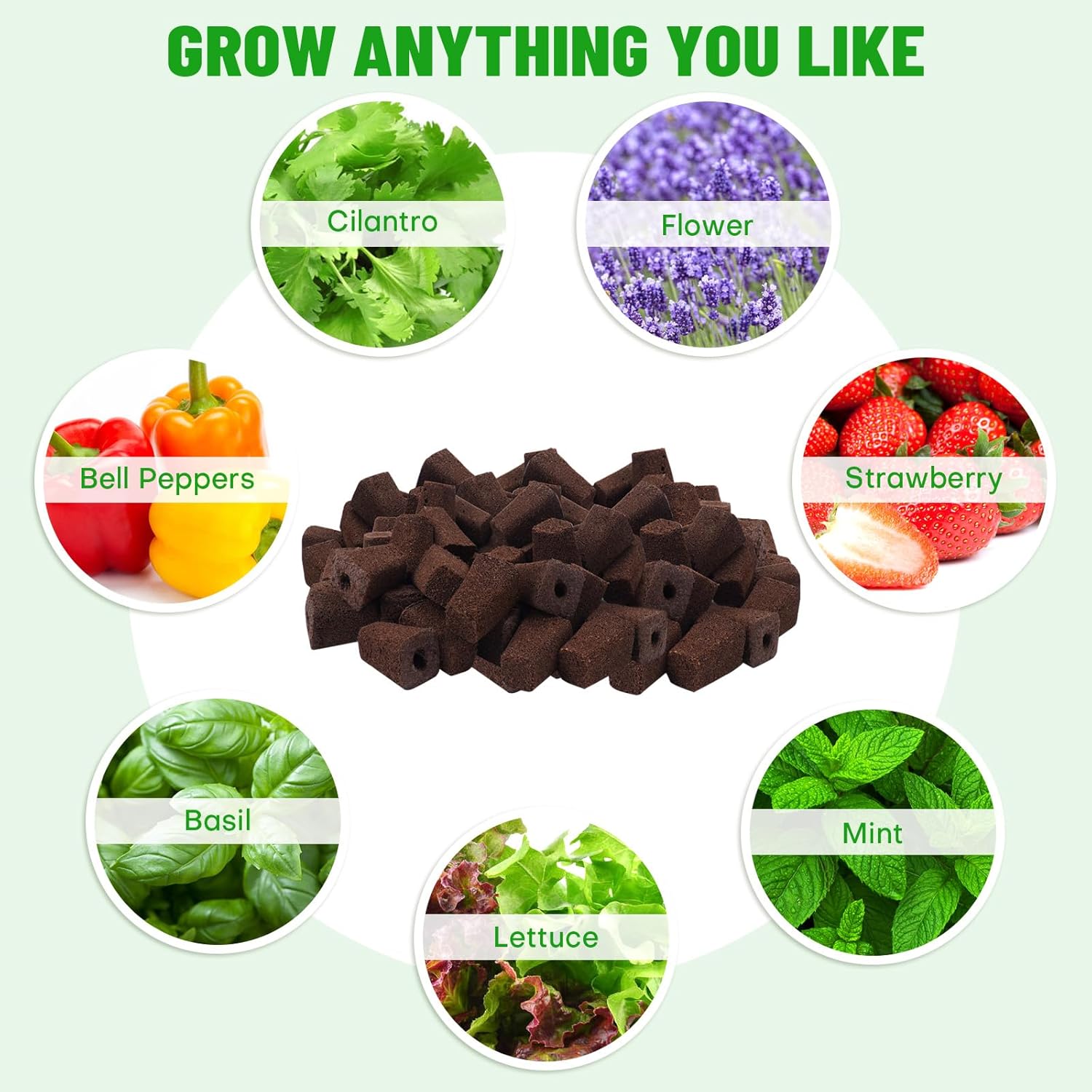 100 Pack Grow Sponges, Replacement Root Growth Sponges Seed Pods,Seed 
